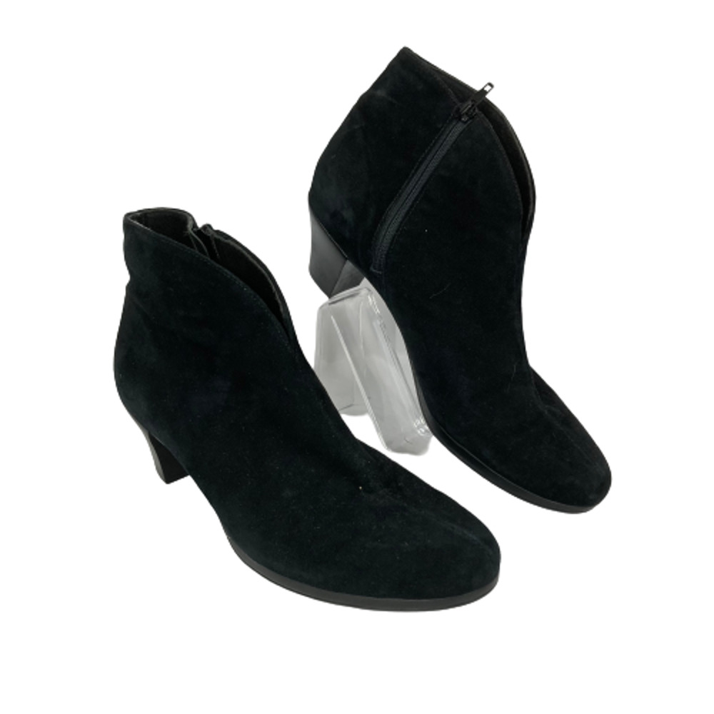Munro Boots Womens Sz 9 Black Suede Leather Heel‎ Ankle Pull On Zip